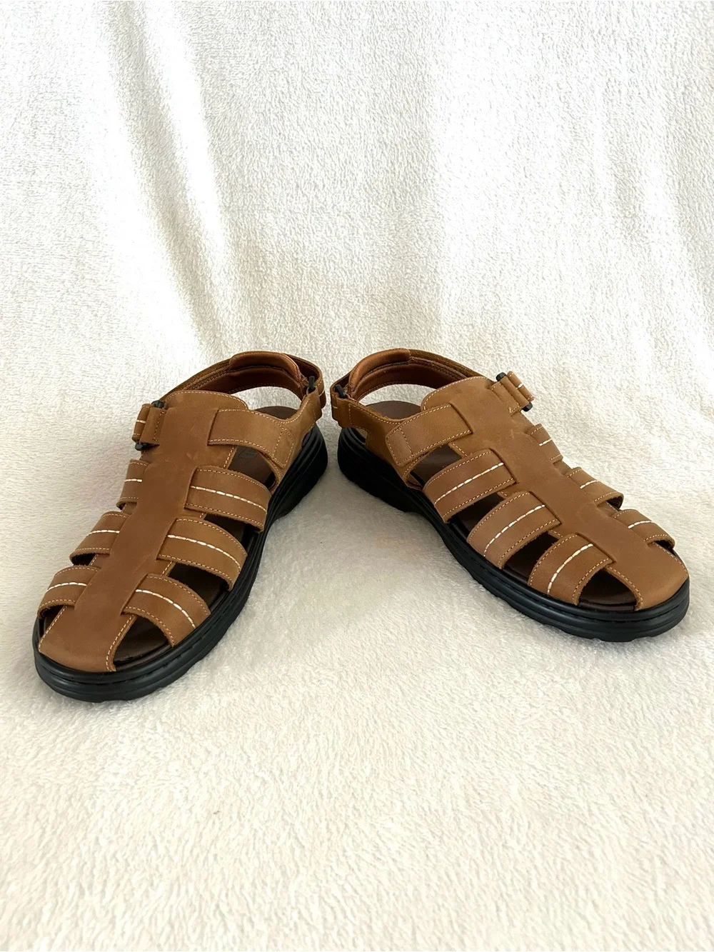 Propet Hunter Fisherman's Sandals Mens Size 11 3E Tan Leather Casual New in Box